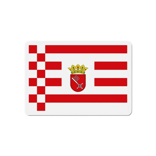 Flag of Bremen with middle arms Germany - Refrigerator Magnet 2 Inch - The Sticker Space