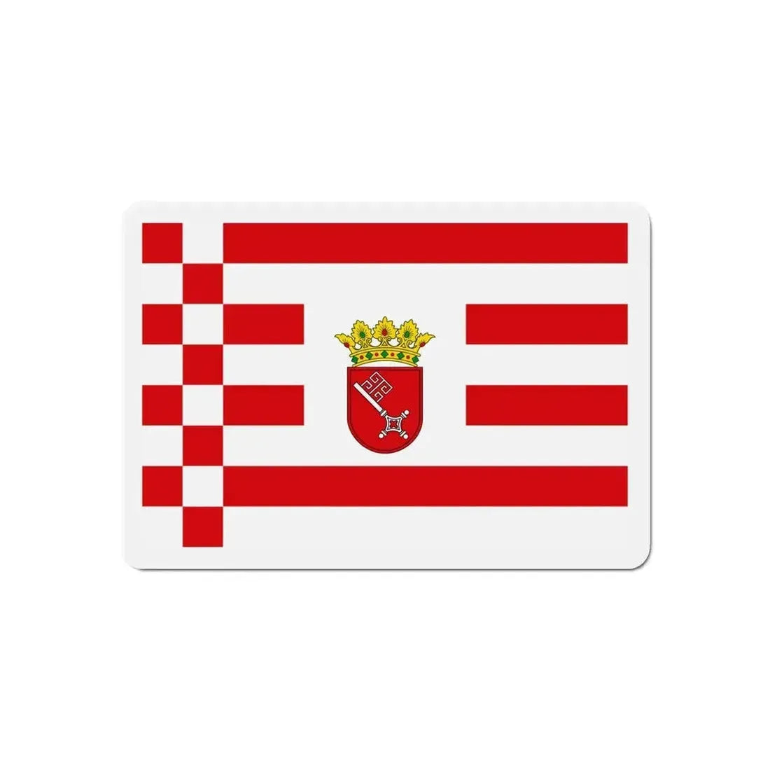 Flag of Bremen with middle arms Germany - Refrigerator Magnet - The Sticker Space