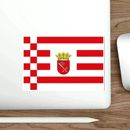 Flag of Bremen with middle arms Germany STICKER Vinyl Die-Cut Decal - The Sticker Space