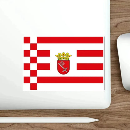Flag of Bremen with middle arms Germany STICKER Vinyl Die-Cut Decal - The Sticker Space