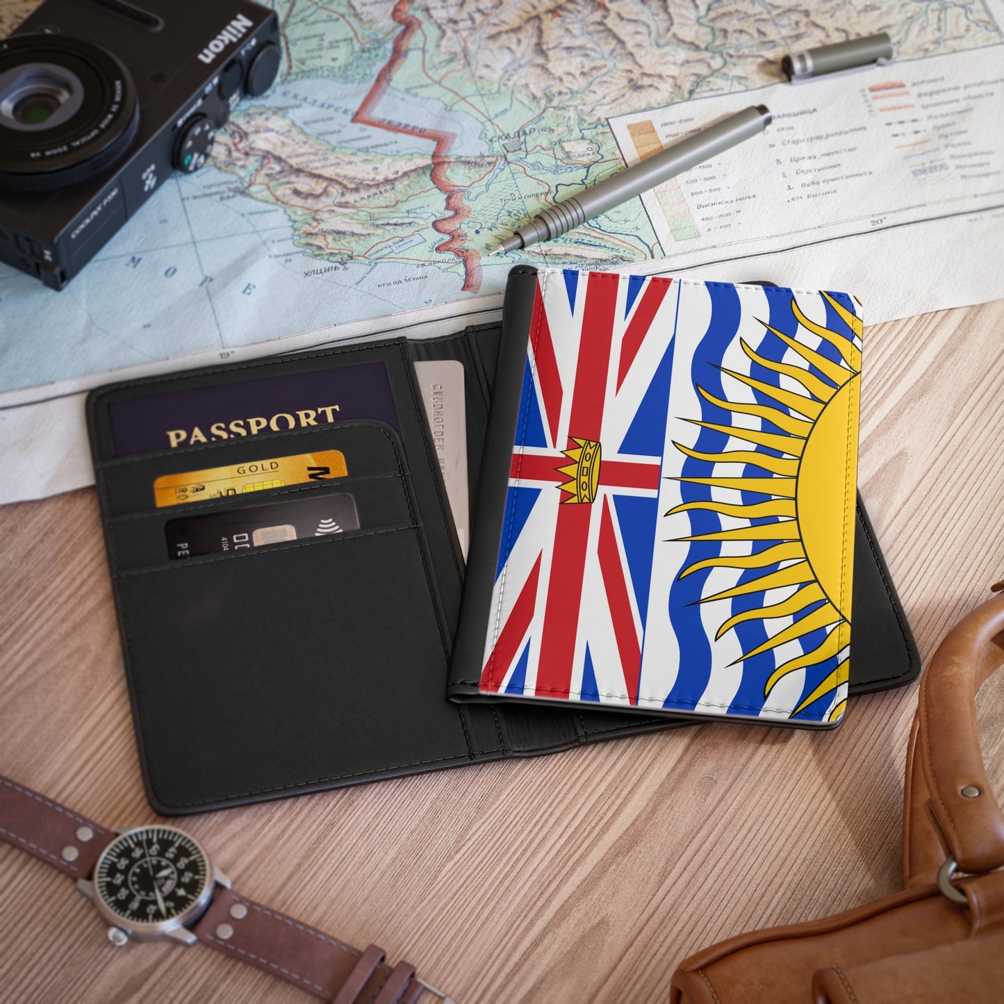 Flag of British Columbia Canada - Passport Holder-3.9" x 5.8"-The Sticker Space