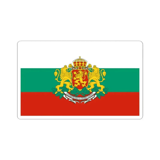 Flag of Bulgaria with coat of arms (Bulgaria) STICKER Vinyl Kiss-Cut Decal 2 Inch White - The Sticker Space
