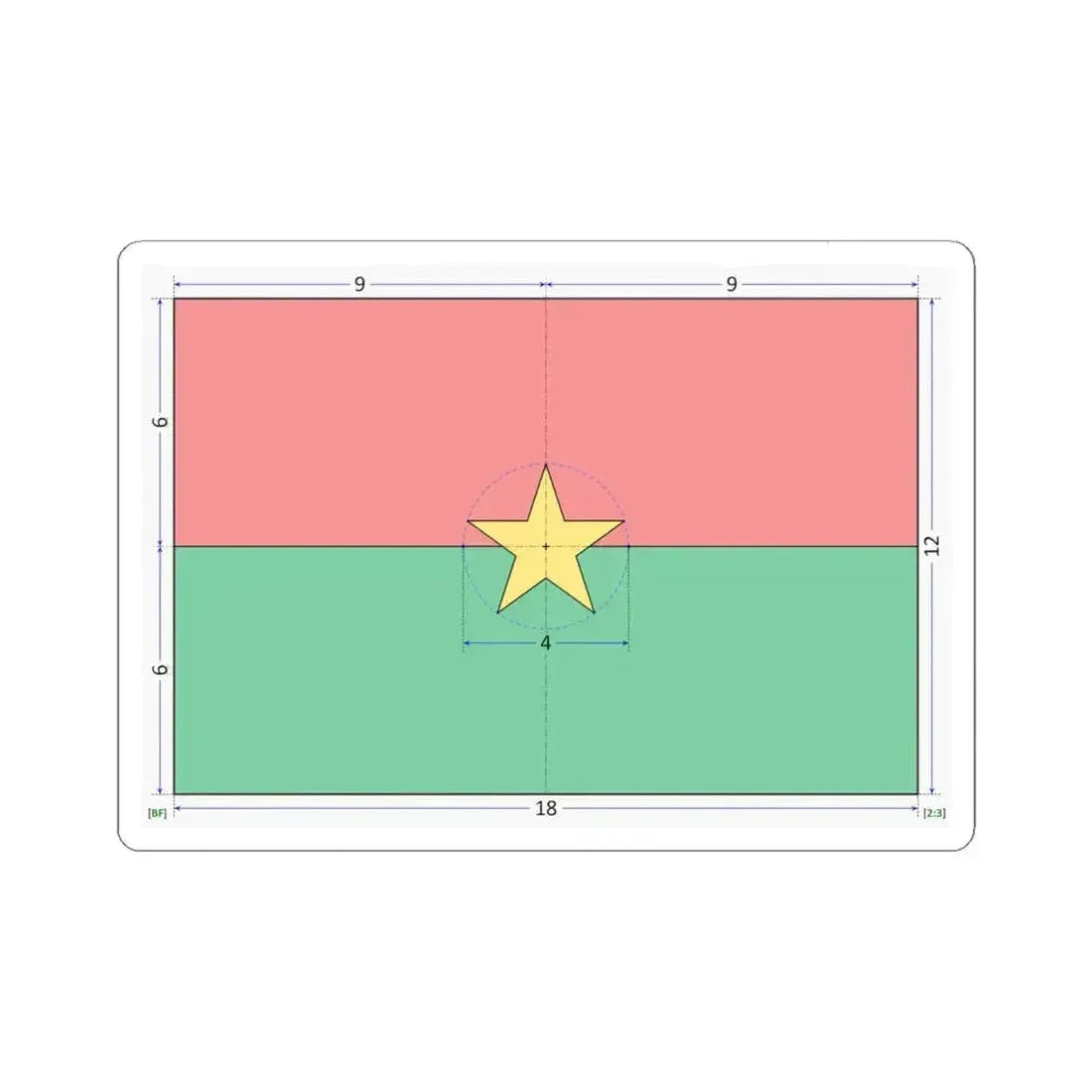 Flag of Burkina Faso construction sheet (Burkina Faso) STICKER Vinyl Kiss-Cut Decal 6 Inch White - The Sticker Space