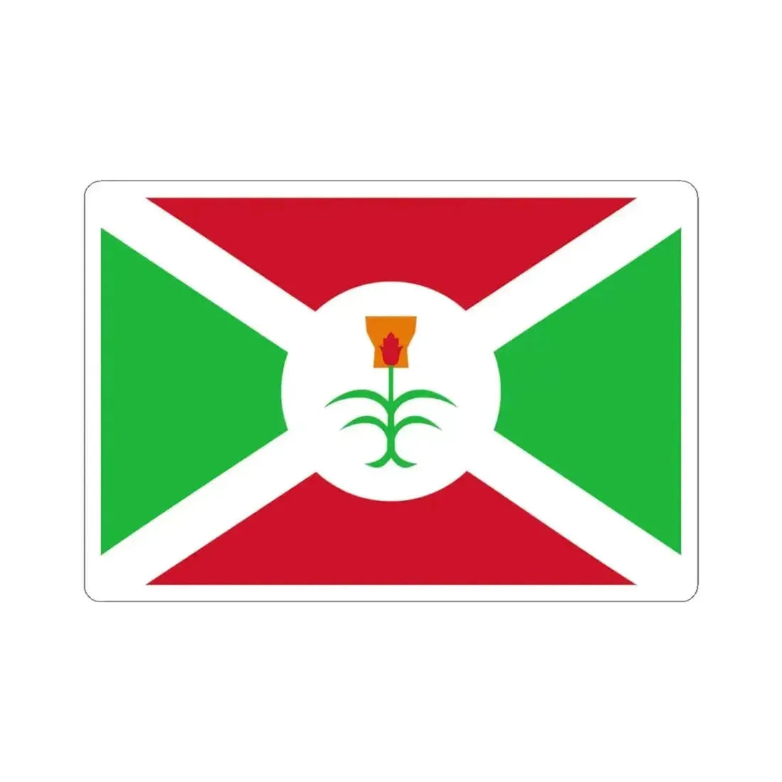 Flag of Burundi 1962-1966 (Burundi) STICKER Vinyl Kiss-Cut Decal 3 Inch White - The Sticker Space