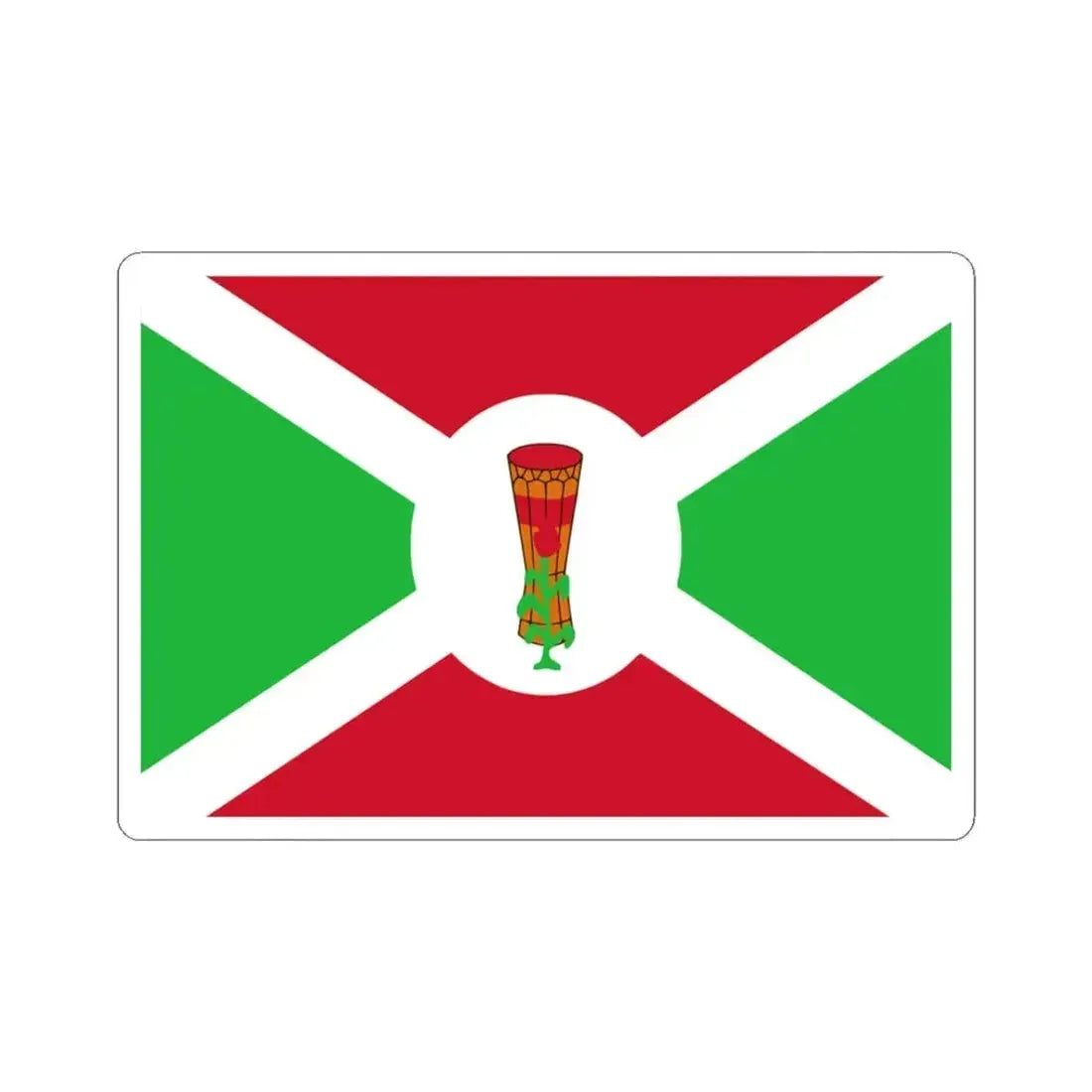 Flag of Burundi 1962-1966 variant (Burundi) STICKER Vinyl Kiss-Cut Decal 3 Inch White - The Sticker Space