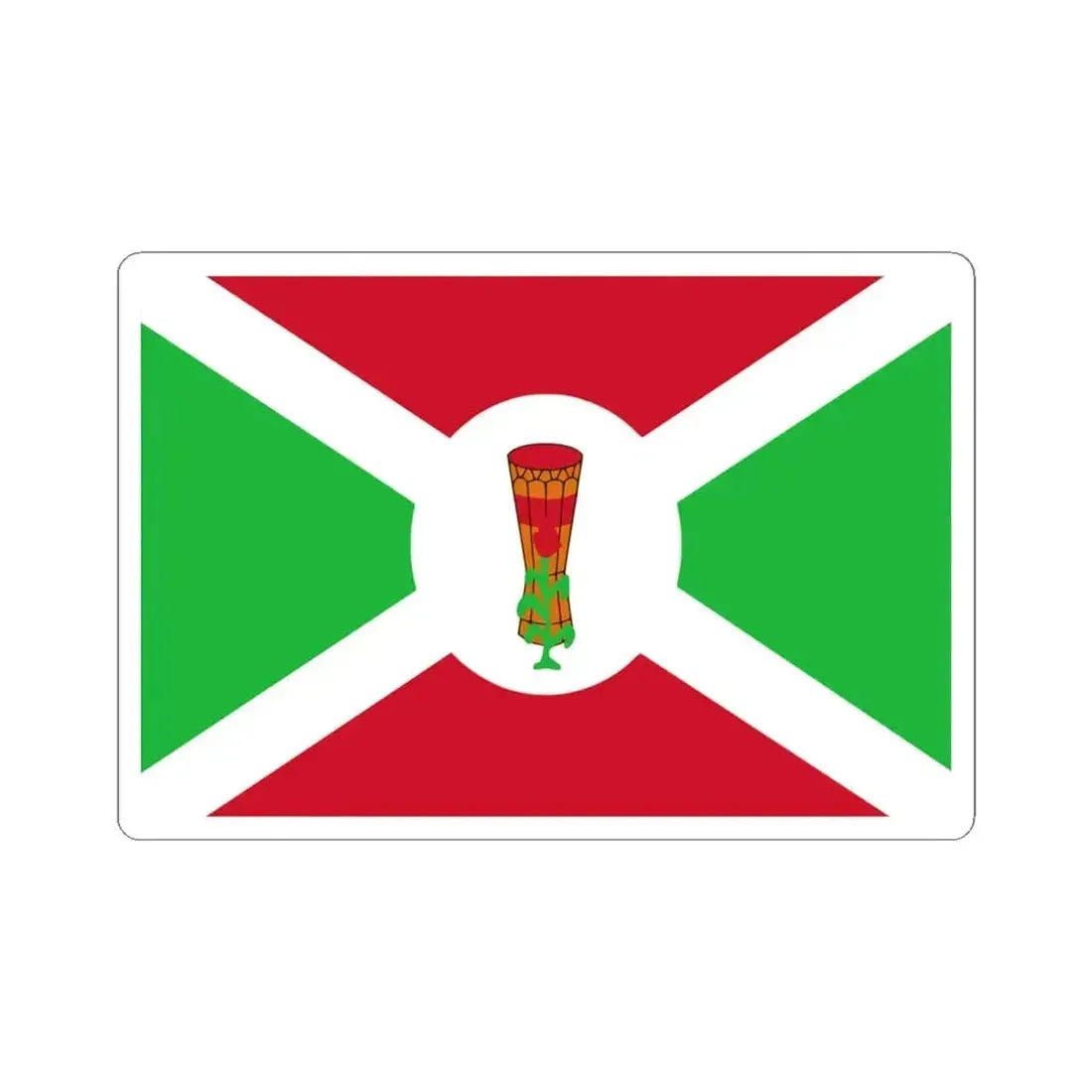 Flag of Burundi 1962-1966 variant (Burundi) STICKER Vinyl Kiss-Cut Decal 4 Inch White - The Sticker Space