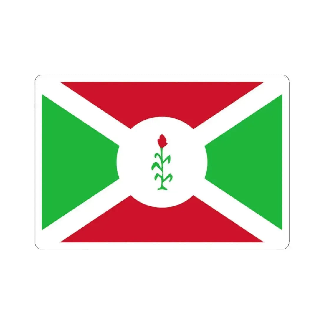 Flag of Burundi 1966-1967 (Burundi) STICKER Vinyl Kiss-Cut Decal 3 Inch White - The Sticker Space
