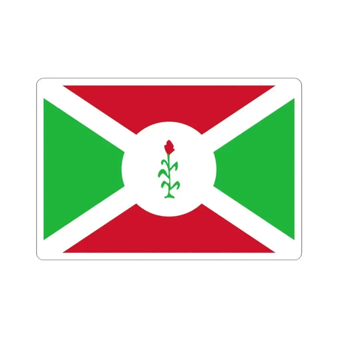 Flag of Burundi 1966-1967 (Burundi) STICKER Vinyl Kiss-Cut Decal 4 Inch White - The Sticker Space