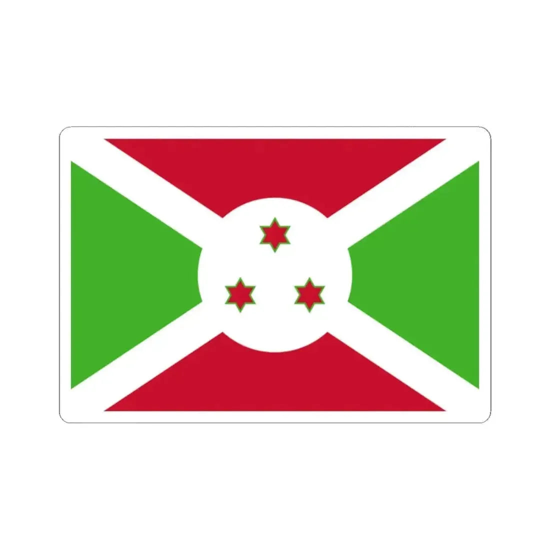 Flag of Burundi 1967-1982 (Burundi) STICKER Vinyl Kiss-Cut Decal 2 Inch White - The Sticker Space