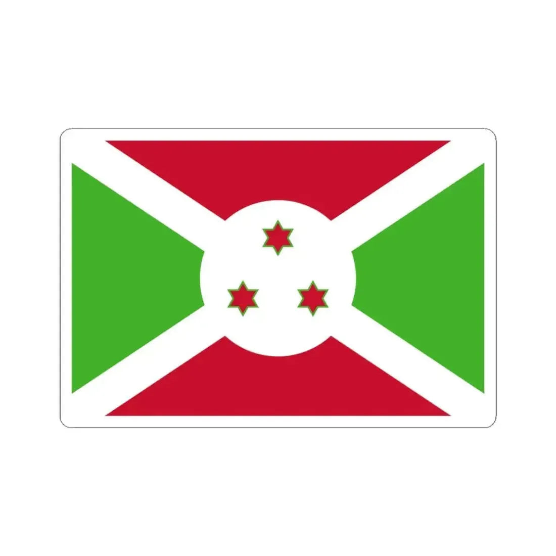 Flag of Burundi 1967-1982 (Burundi) STICKER Vinyl Kiss-Cut Decal 3 Inch White - The Sticker Space