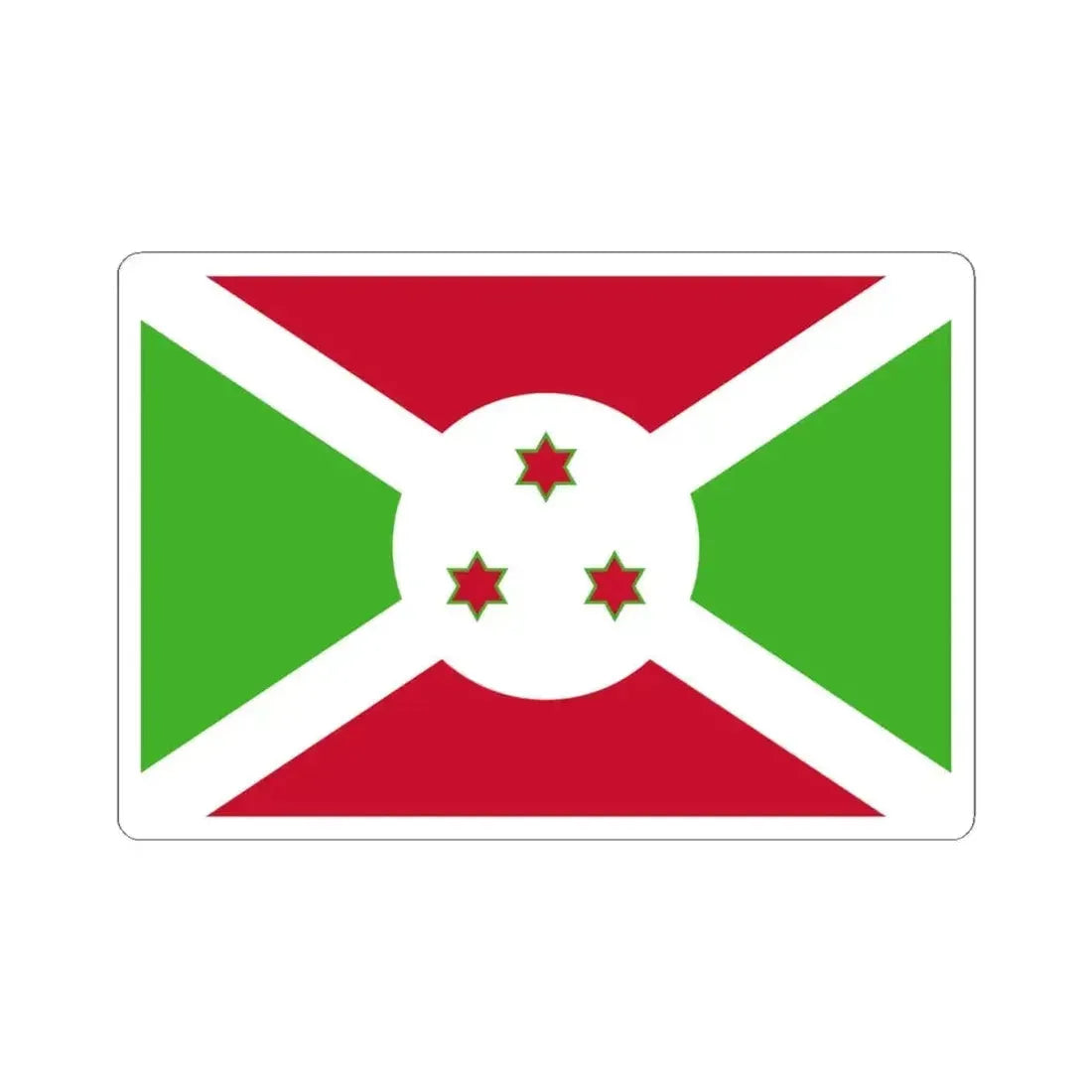 Flag of Burundi 1967-1982 (Burundi) STICKER Vinyl Kiss-Cut Decal 4 Inch White - The Sticker Space
