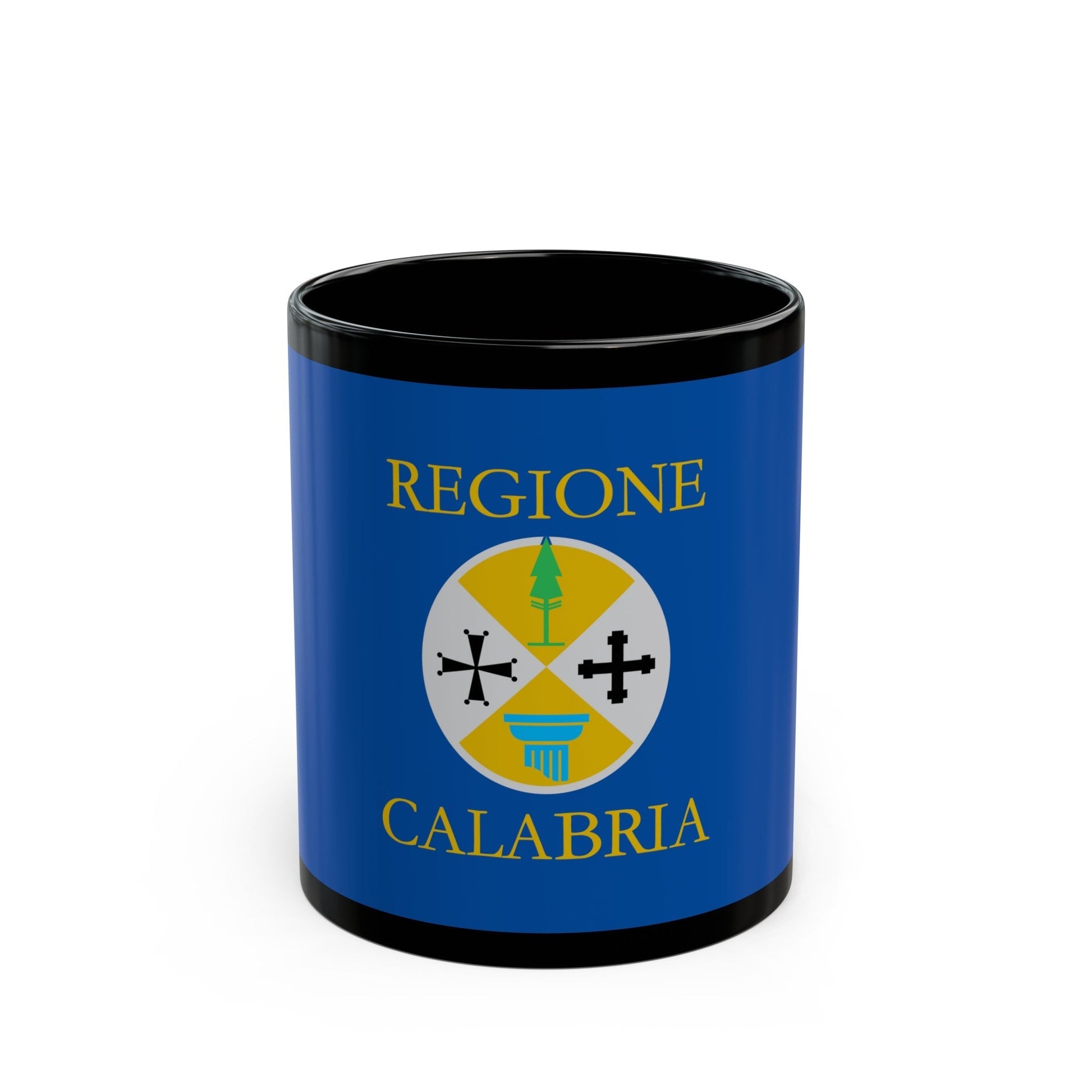 Flag of Calabria Italy - Black Coffee Mug-11oz-The Sticker Space