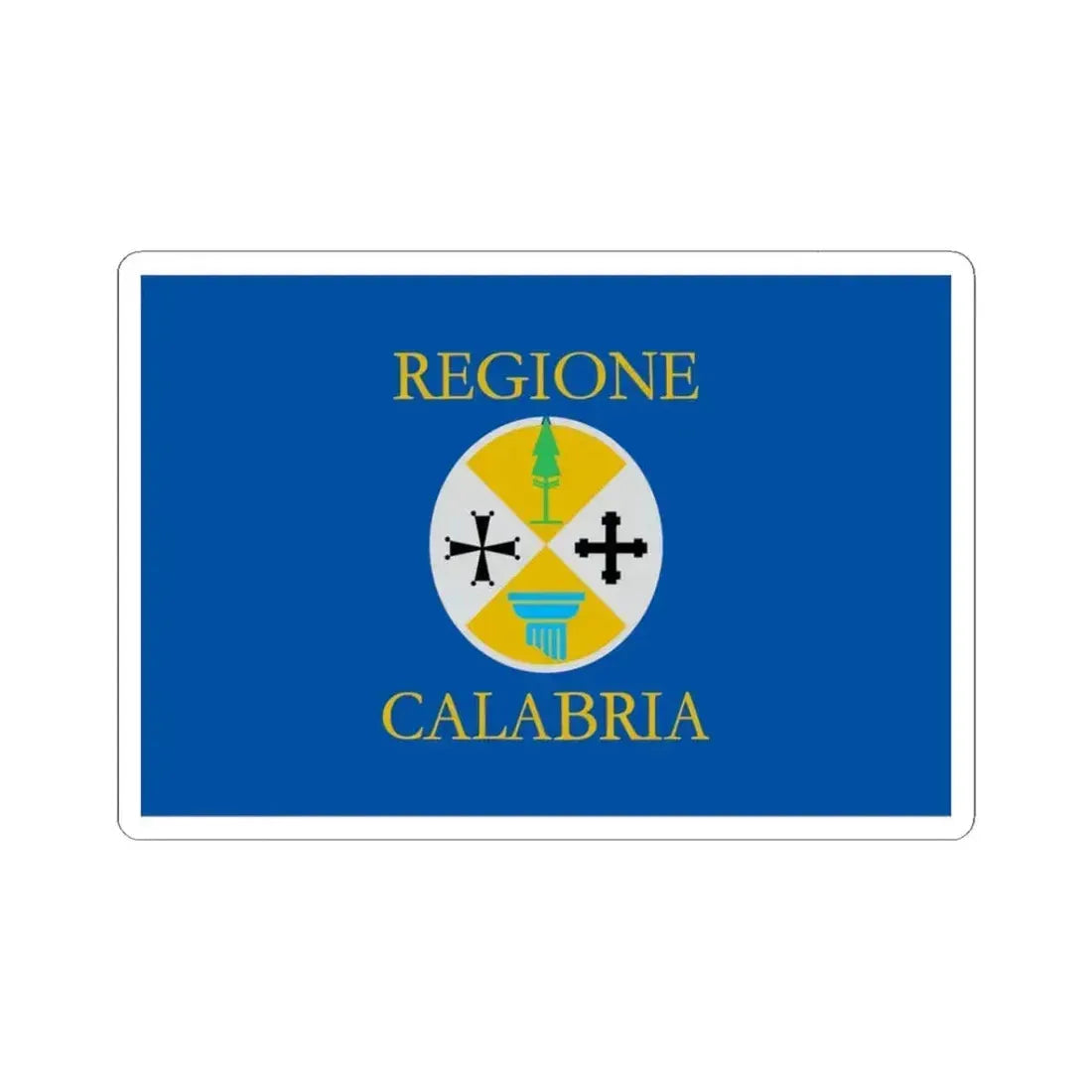 Flag of Calabria Italy - STICKER Vinyl Kiss-Cut Decal 3 Inch White - The Sticker Space