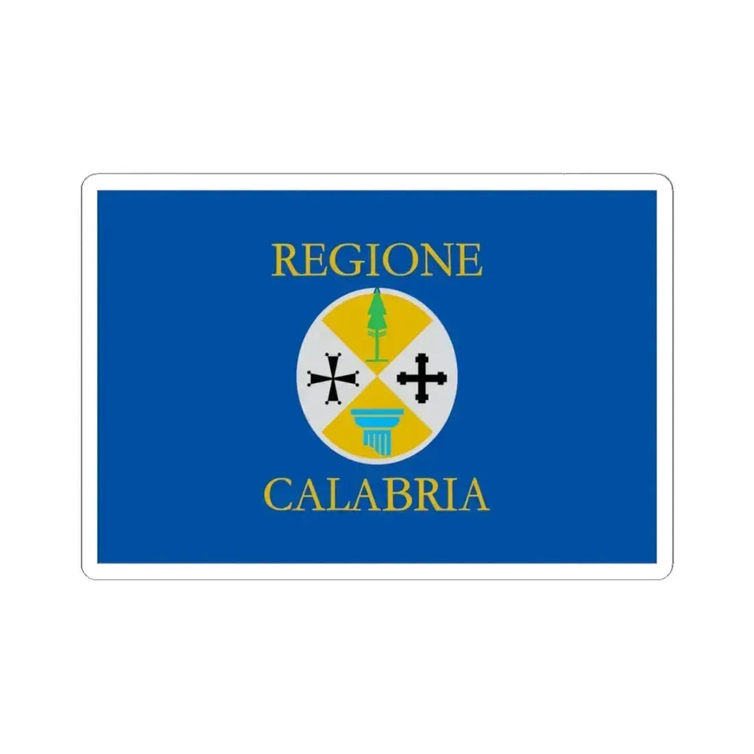 Flag of Calabria Italy - STICKER Vinyl Kiss-Cut Decal 4 Inch White - The Sticker Space