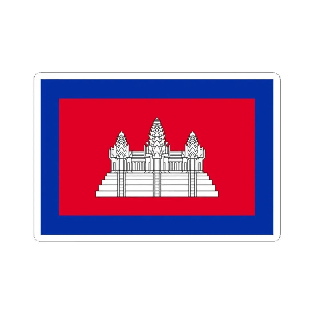 Flag of Cambodia 1863-1948 3-2 (Cambodia) STICKER Vinyl Kiss-Cut Decal 2 Inch White - The Sticker Space
