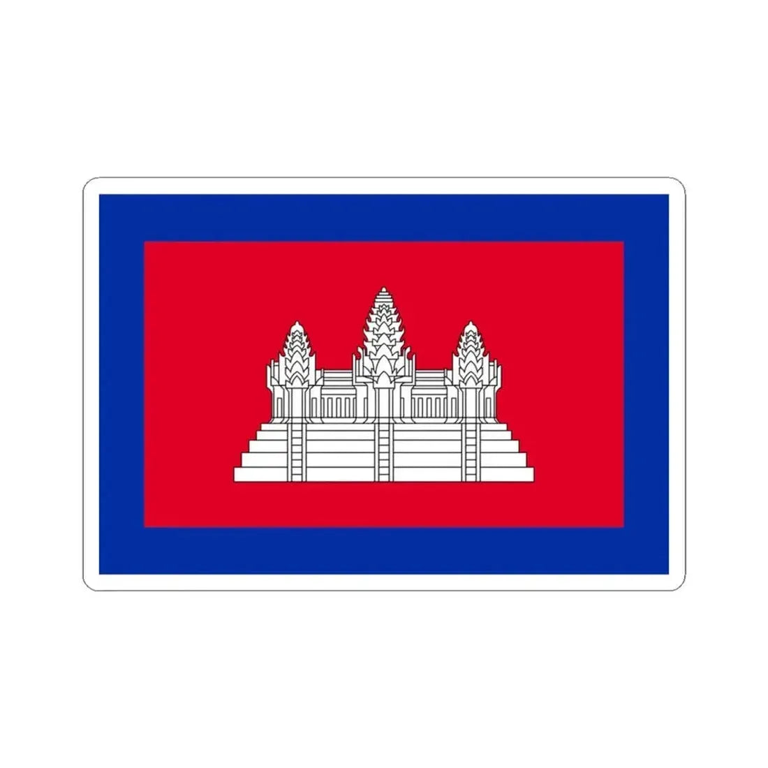 Flag of Cambodia 1863-1948 3-2 (Cambodia) STICKER Vinyl Kiss-Cut Decal 3 Inch White - The Sticker Space