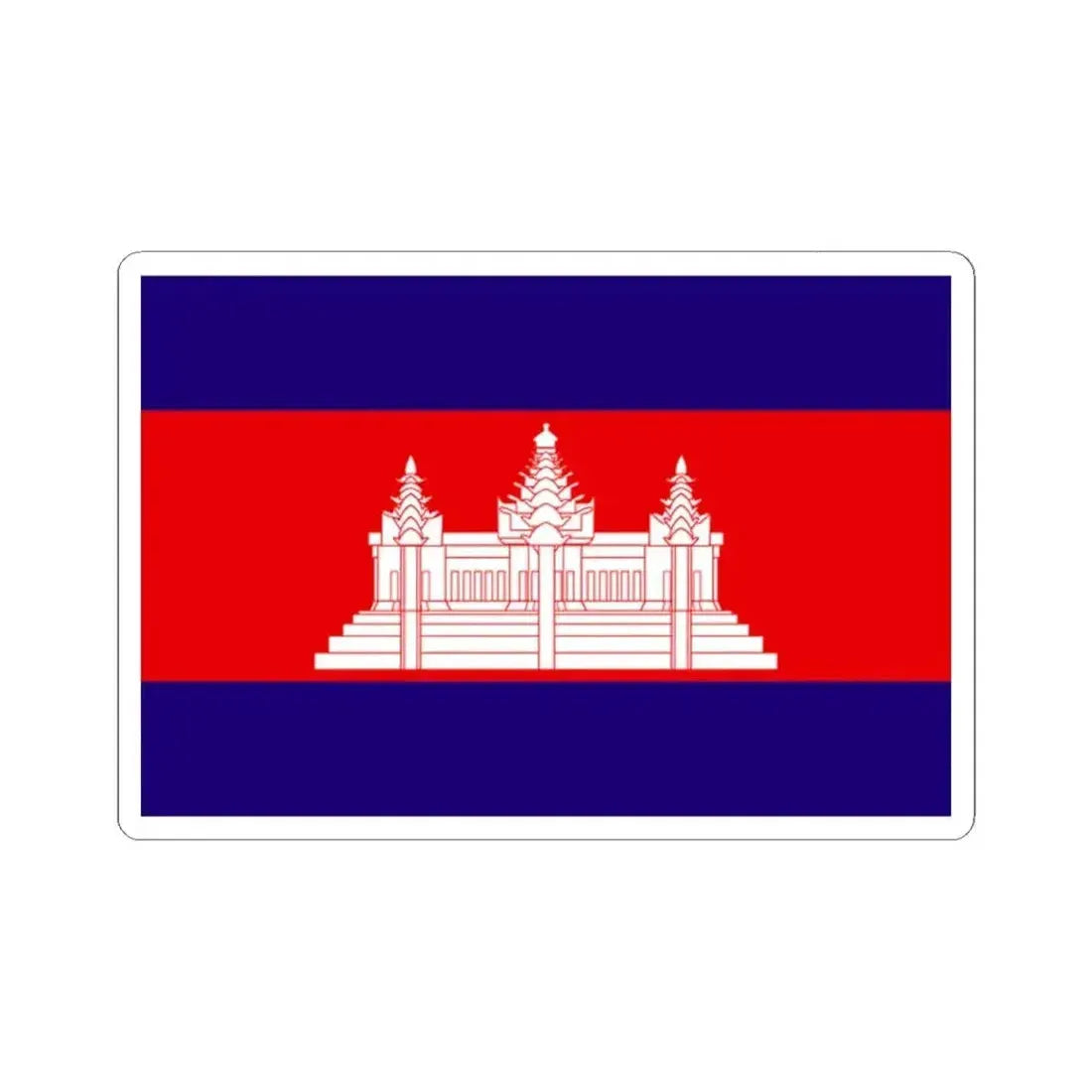 Flag of Cambodia 1948-1970 (Cambodia) STICKER Vinyl Kiss-Cut Decal 2 Inch White - The Sticker Space
