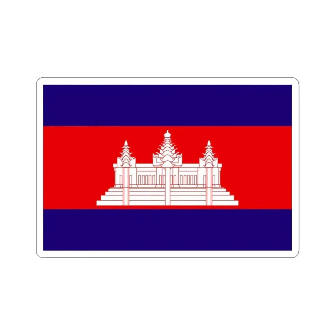 Flag of Cambodia 1948-1970 (Cambodia) STICKER Vinyl Kiss-Cut Decal 3 Inch White - The Sticker Space