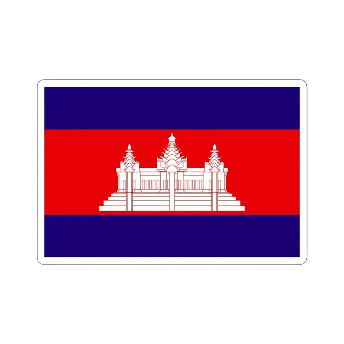Flag of Cambodia 1948-1970 (Cambodia) STICKER Vinyl Kiss-Cut Decal 4 Inch White - The Sticker Space