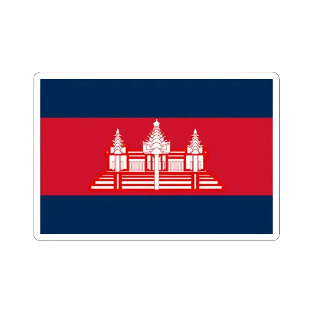 Flag of Cambodia 1948-1970 dark colors (Cambodia) STICKER Vinyl Kiss-Cut Decal 2 Inch White - The Sticker Space
