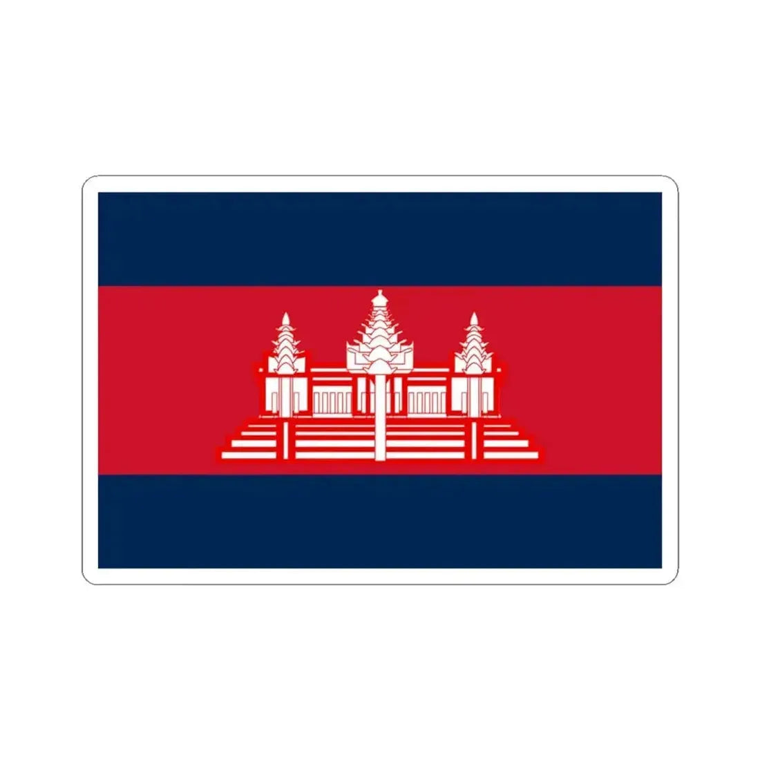 Flag of Cambodia 1948-1970 dark colors (Cambodia) STICKER Vinyl Kiss-Cut Decal 3 Inch White - The Sticker Space