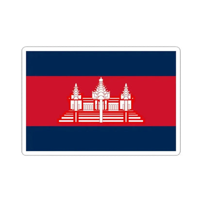 Flag of Cambodia 1948-1970 dark colors (Cambodia) STICKER Vinyl Kiss-Cut Decal 3 Inch White - The Sticker Space