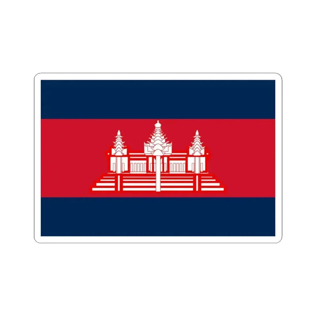 Flag of Cambodia 1948-1970 dark colors (Cambodia) STICKER Vinyl Kiss-Cut Decal 4 Inch White - The Sticker Space