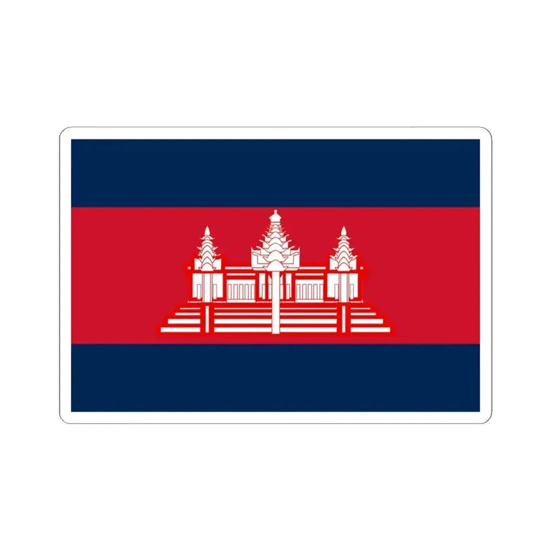 Flag of Cambodia 1948-1970 dark colors (Cambodia) STICKER Vinyl Kiss-Cut Decal 6 Inch White - The Sticker Space
