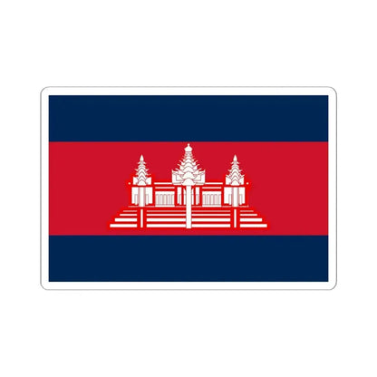 Flag of Cambodia 1948-1970 dark colors (Cambodia) STICKER Vinyl Kiss-Cut Decal 6 Inch White - The Sticker Space