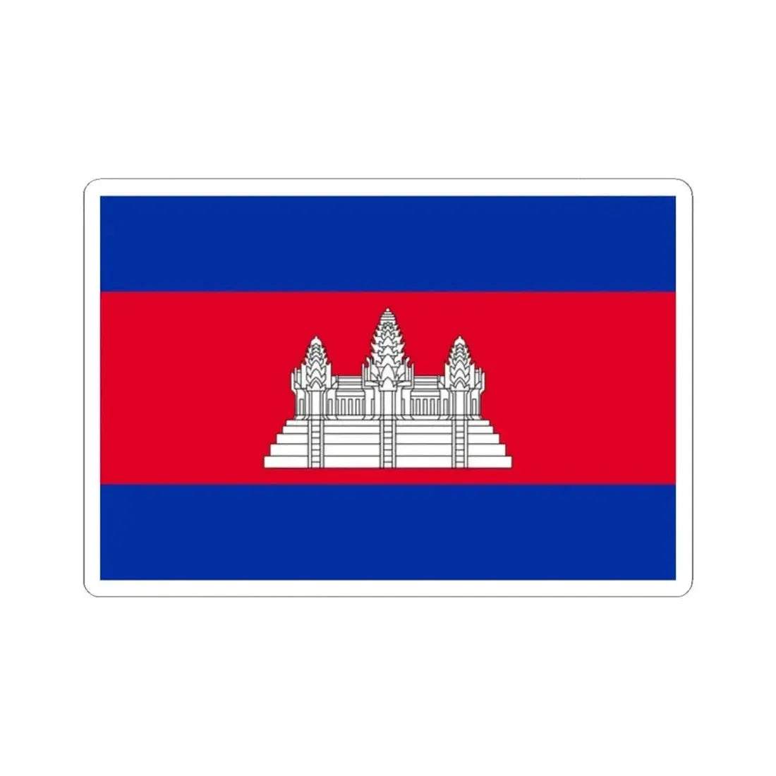 Flag of Cambodia 3-2 (Cambodia) STICKER Vinyl Kiss-Cut Decal 2 Inch White - The Sticker Space