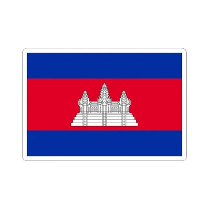 Flag of Cambodia 3-2 (Cambodia) STICKER Vinyl Kiss-Cut Decal 2 Inch White - The Sticker Space