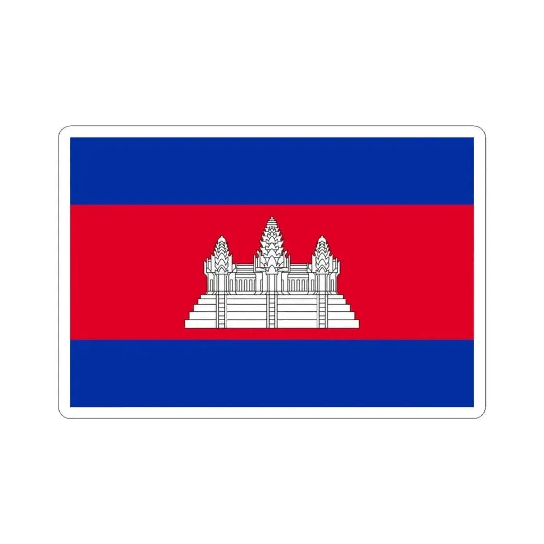 Flag of Cambodia 3-2 (Cambodia) STICKER Vinyl Kiss-Cut Decal 3 Inch White - The Sticker Space