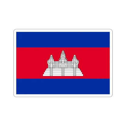 Flag of Cambodia 3-2 (Cambodia) STICKER Vinyl Kiss-Cut Decal 3 Inch White - The Sticker Space