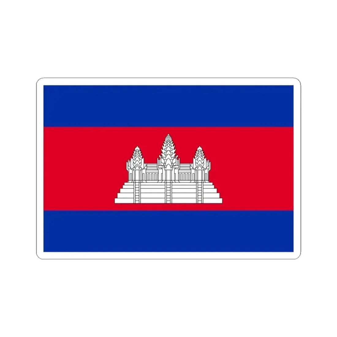 Flag of Cambodia 3-2 (Cambodia) STICKER Vinyl Kiss-Cut Decal 4 Inch White - The Sticker Space