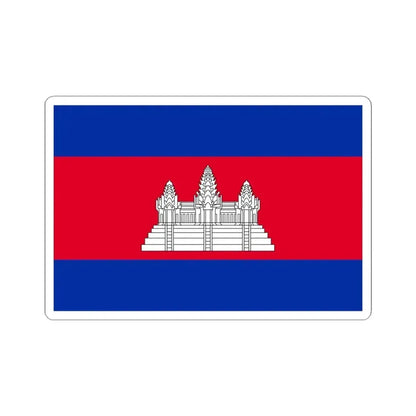 Flag of Cambodia 3-2 (Cambodia) STICKER Vinyl Kiss-Cut Decal 4 Inch White - The Sticker Space