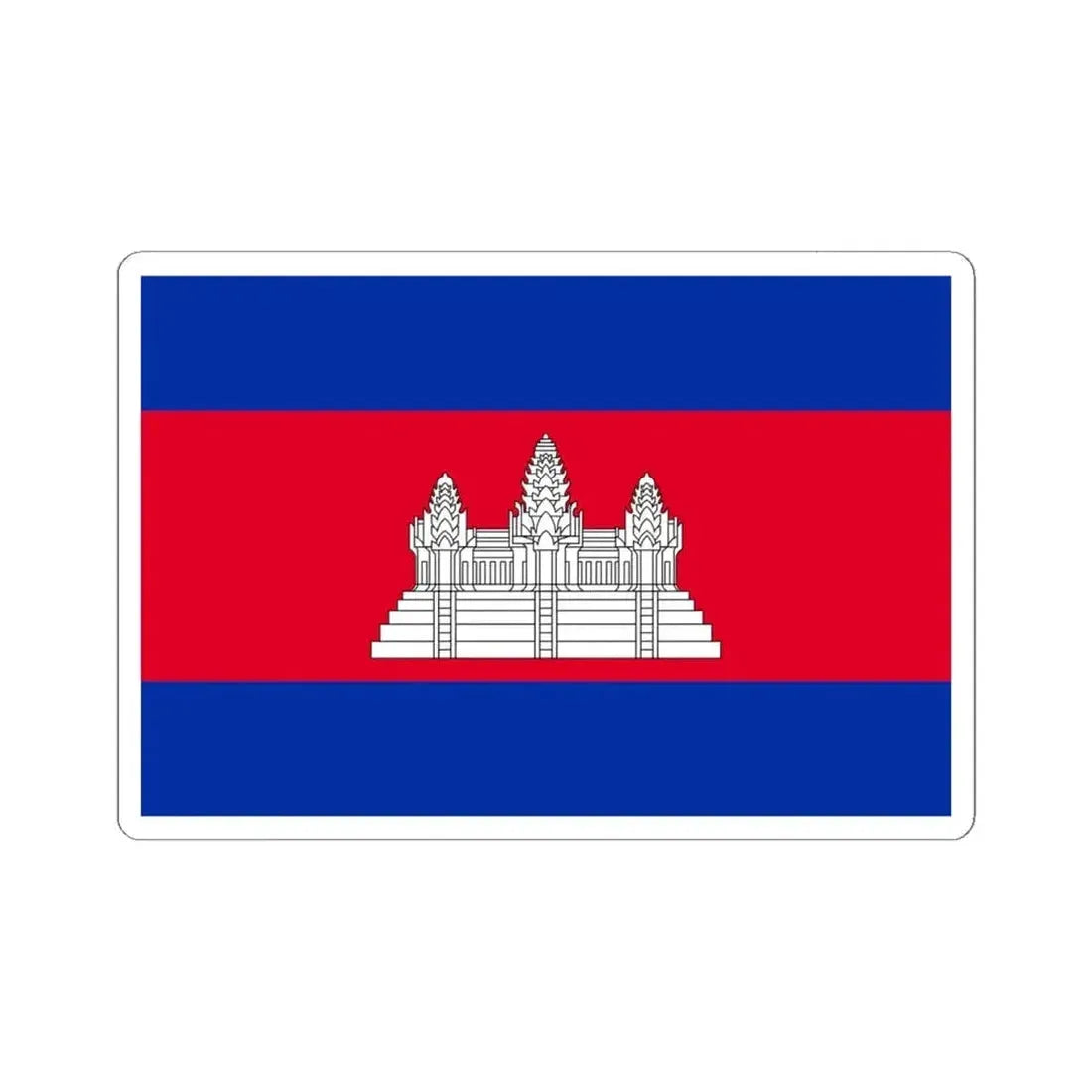 Flag of Cambodia 3-2 (Cambodia) STICKER Vinyl Kiss-Cut Decal 6 Inch White - The Sticker Space