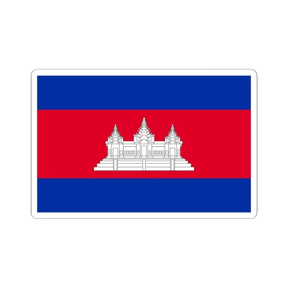 Flag of Cambodia type 3 (Cambodia) STICKER Vinyl Kiss-Cut Decal 6 Inch White - The Sticker Space