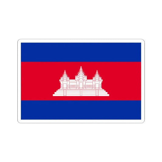 Flag of Cambodia type 4 (Cambodia) STICKER Vinyl Kiss-Cut Decal 2 Inch White - The Sticker Space