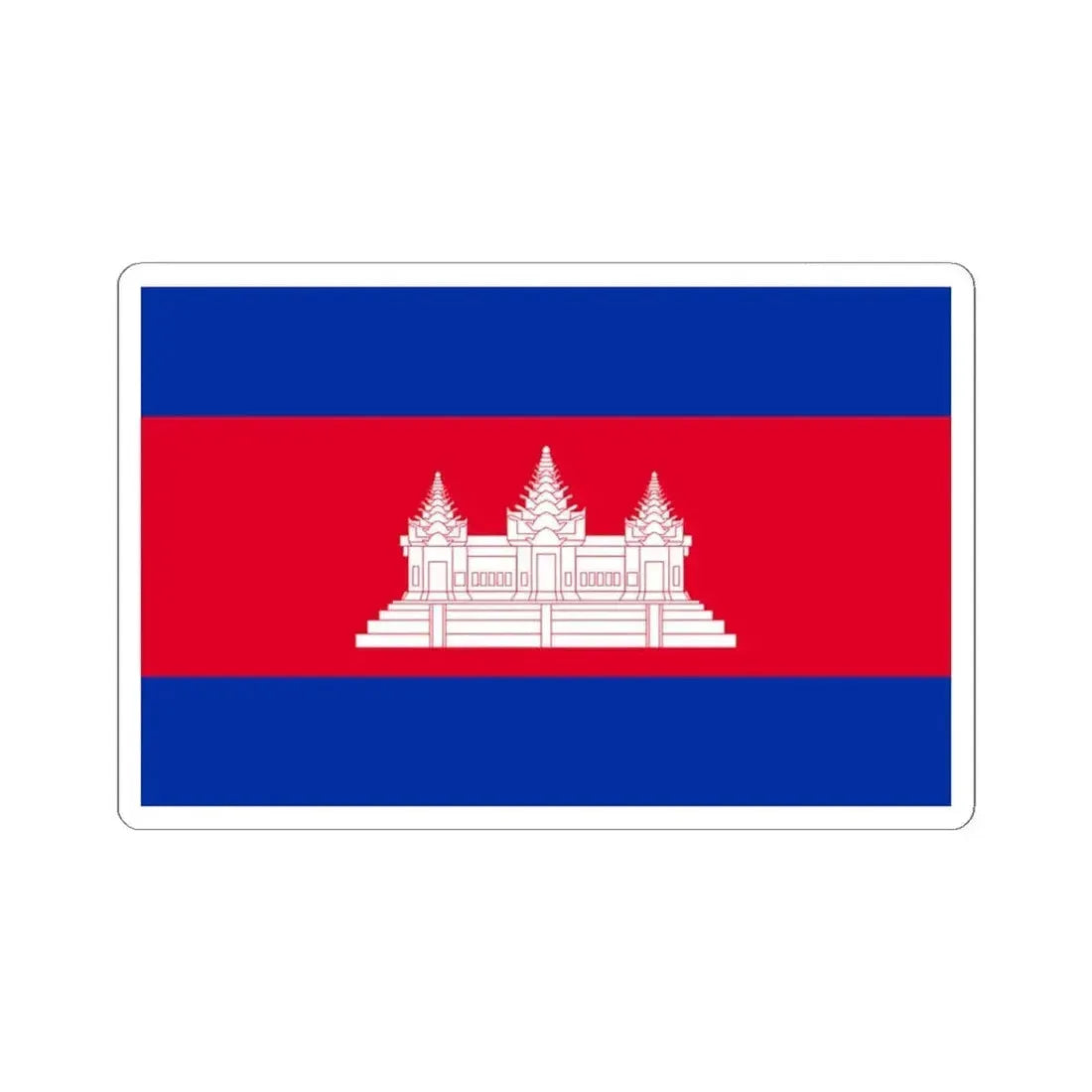 Flag of Cambodia type 4 (Cambodia) STICKER Vinyl Kiss-Cut Decal 3 Inch White - The Sticker Space