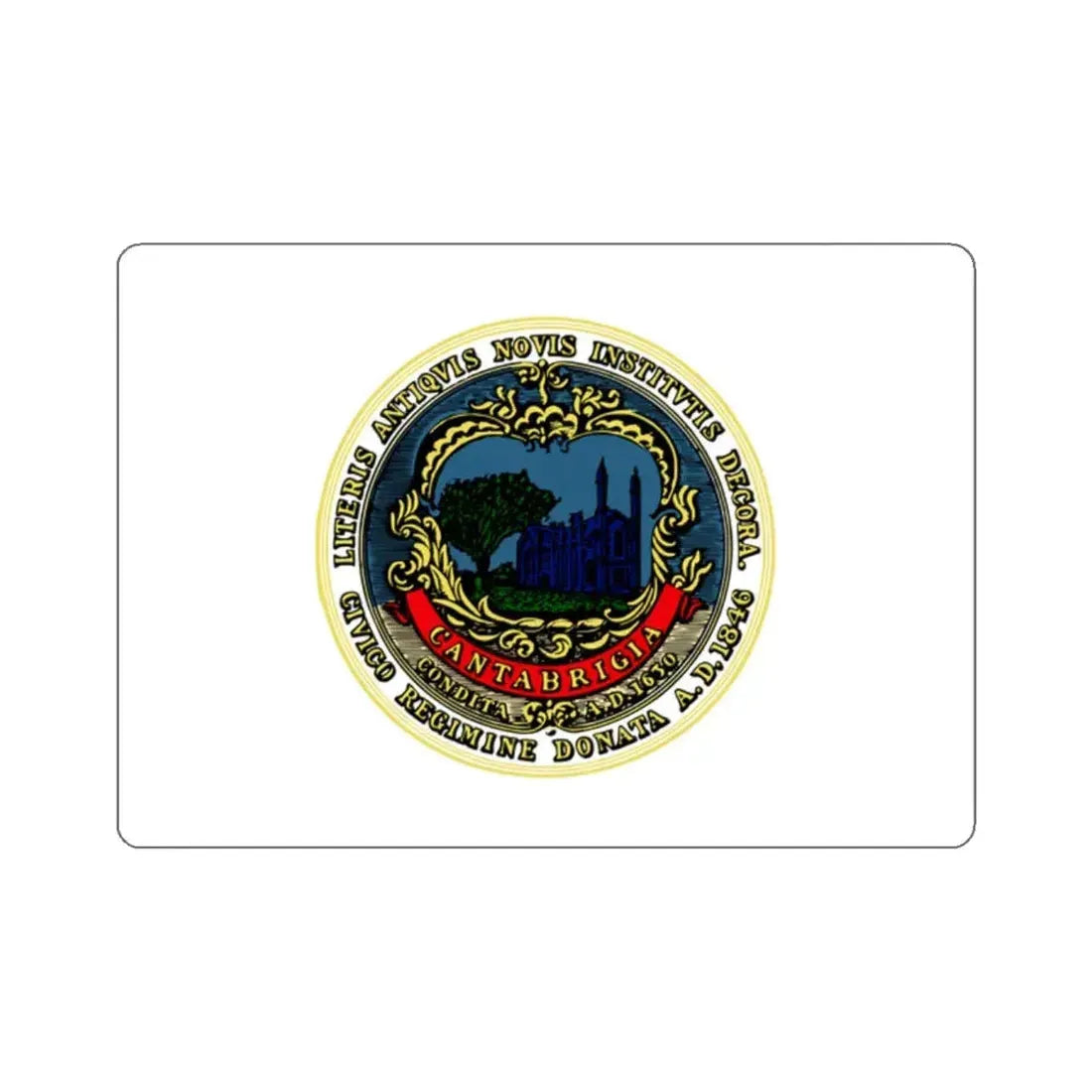 Flag of Cambridge, Massachusetts - STICKER Vinyl Kiss-Cut Decal 2 Inch White - The Sticker Space