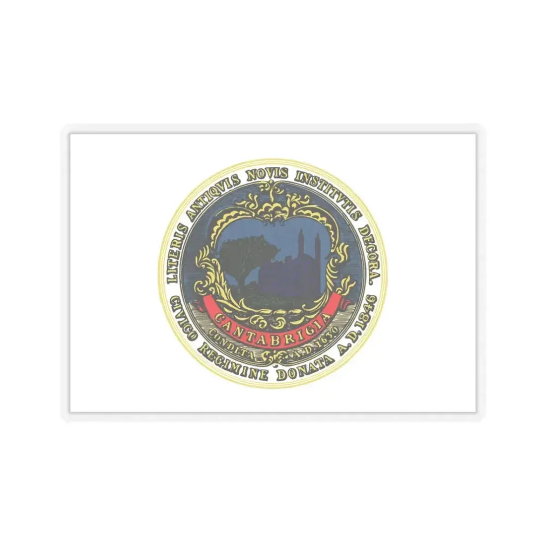 Flag of Cambridge, Massachusetts - STICKER Vinyl Kiss-Cut Decal 3 Inch Transparent - The Sticker Space