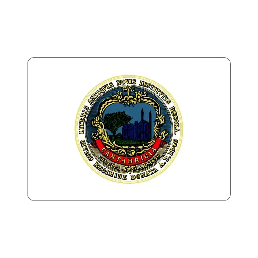 Flag of Cambridge, Massachusetts - STICKER Vinyl Kiss-Cut Decal 3 Inch White - The Sticker Space