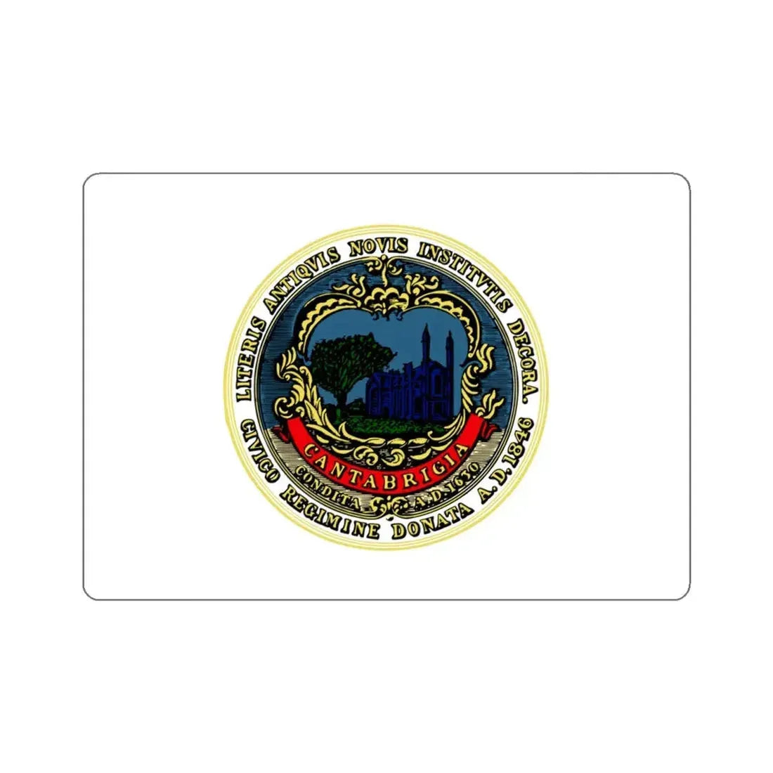 Flag of Cambridge, Massachusetts - STICKER Vinyl Kiss-Cut Decal 4 Inch White - The Sticker Space