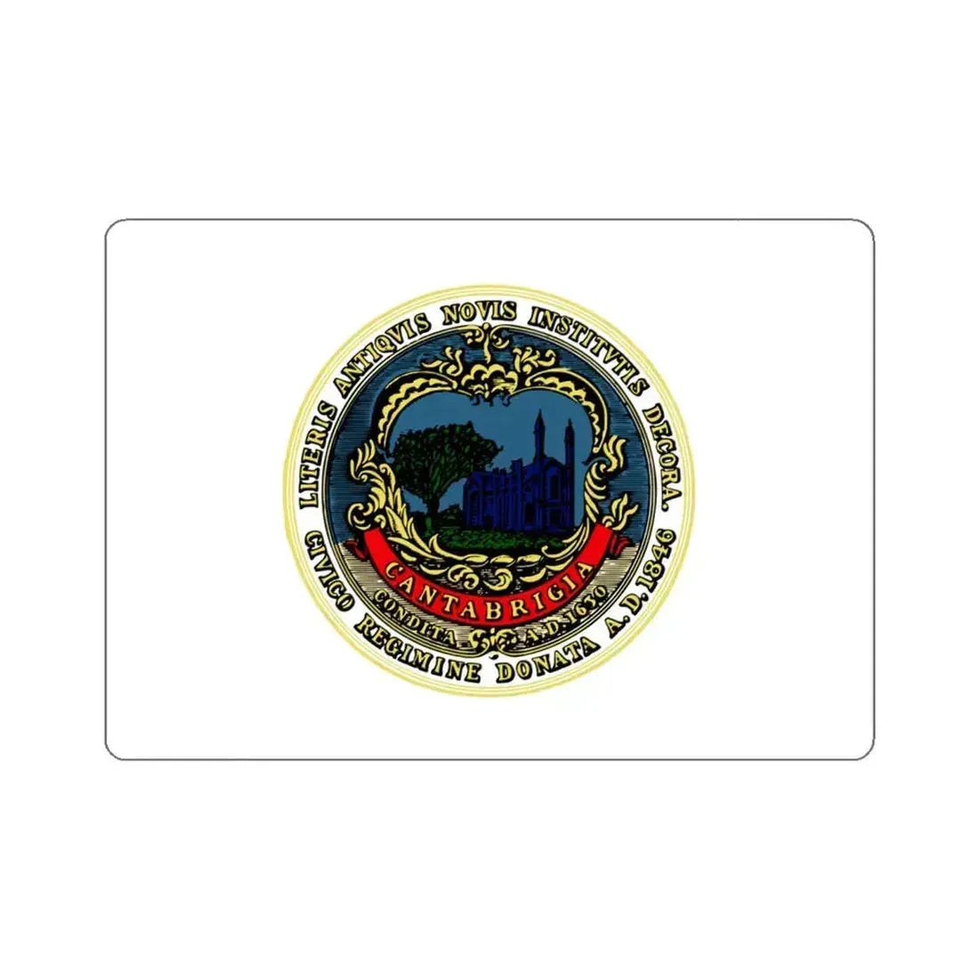 Flag of Cambridge, Massachusetts - STICKER Vinyl Kiss-Cut Decal 6 Inch White - The Sticker Space