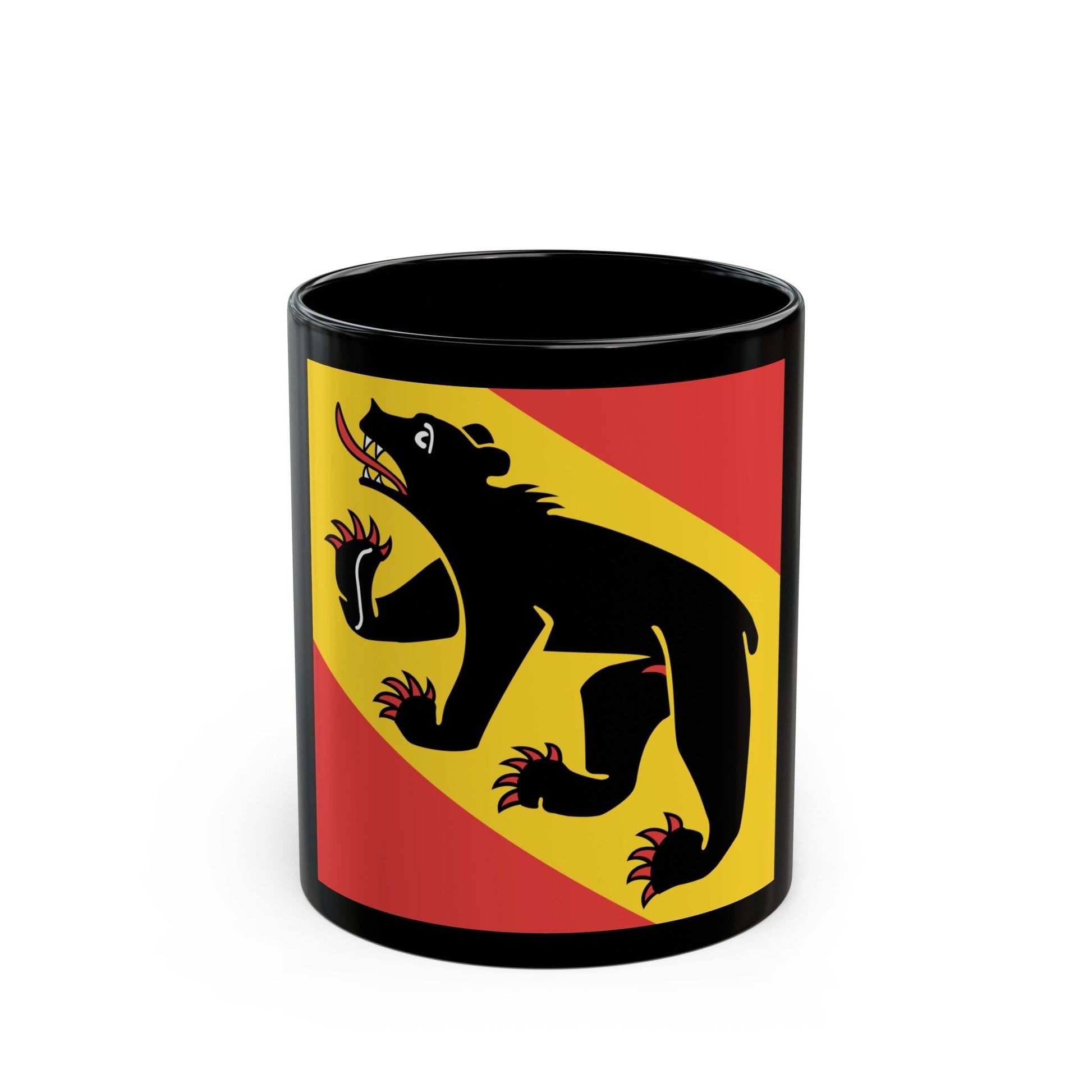 Flag of Canton of Bern Switzerland - Black Coffee Mug-11oz-The Sticker Space