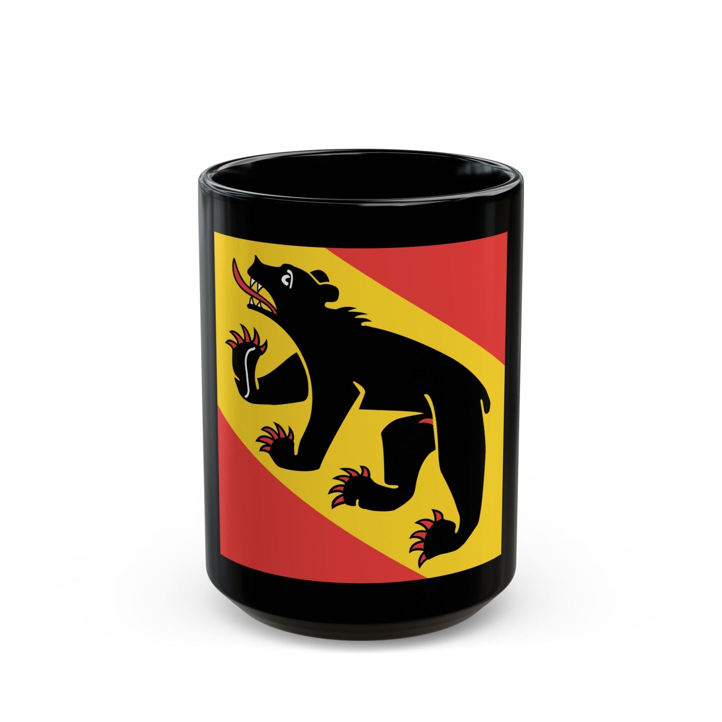 Flag of Canton of Bern Switzerland - Black Coffee Mug-15oz-The Sticker Space