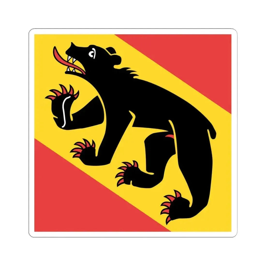 Flag of Canton of Bern Switzerland - STICKER Vinyl Kiss-Cut Decal 4 Inch White - The Sticker Space