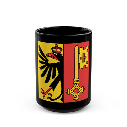 Flag of Canton of Geneva Switzerland - Black Coffee Mug-15oz-The Sticker Space