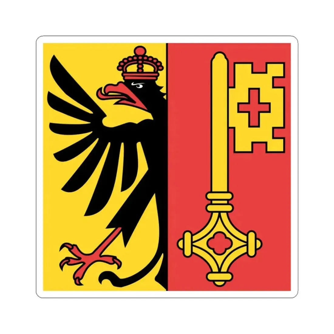 Flag of Canton of Geneva Switzerland - STICKER Vinyl Kiss-Cut Decal 3 Inch White - The Sticker Space