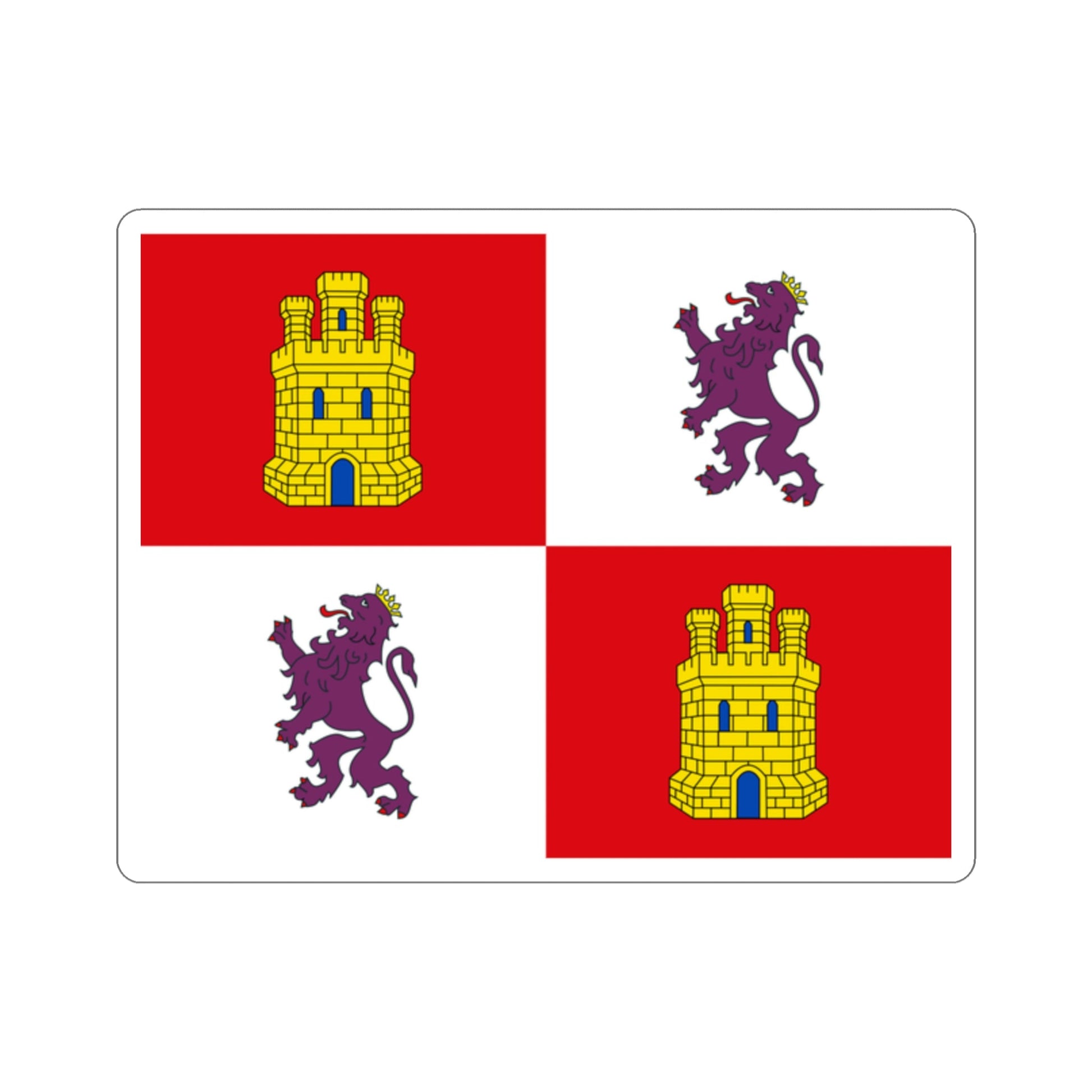 Flag of Castile and León Spain STICKER Vinyl Die-Cut Decal-2 Inch-The Sticker Space